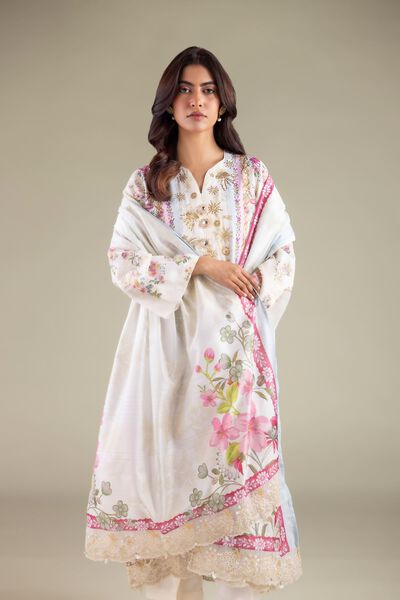 Embroidered | Polyester Silk | Floral Lace Dupatta | GBP 30.00