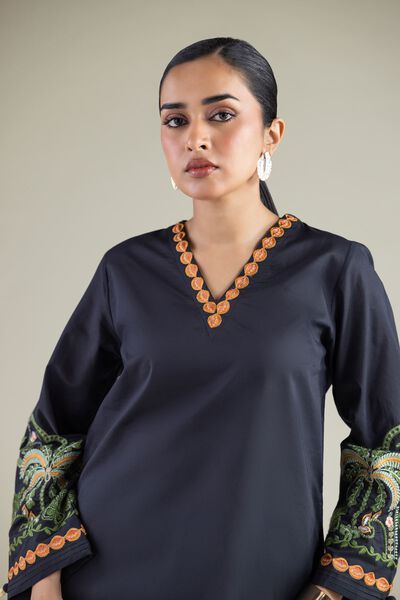 Embroidered | Cambric | Black Cambric Kurta | GBP 15.00