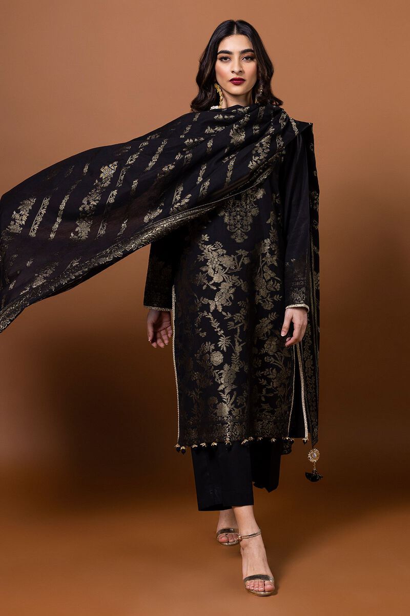 Dyed | Composed Polyester Brosha Jacquard | Fabrics 3 Piece | null