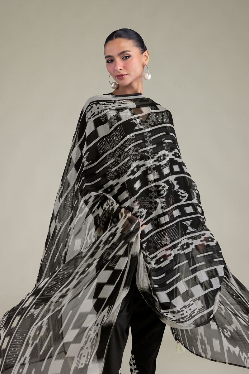 Embroidered | Chiffon | Black Chiffon Dupatta | GBP 20.00