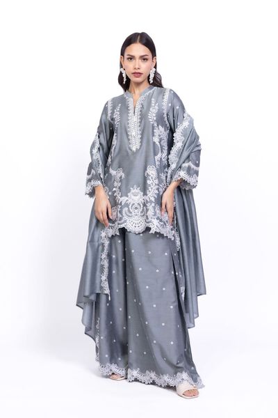 Embroidered | Raw Silk | Pants | GBP 30.00