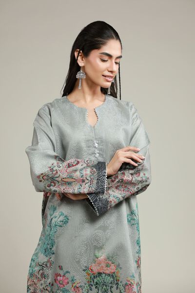 Printed | Jacquard | Gray Tailored Set | GBP 35.00