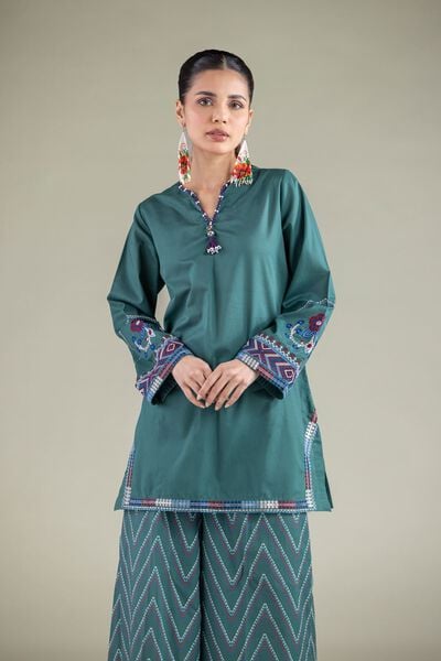 Embroidered | Cambric | Geometric V-Neck Kurta | GBP 12.50