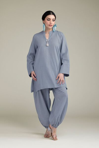 Dyed | Blended Linen | Solid Blue Pants | GBP 7.50