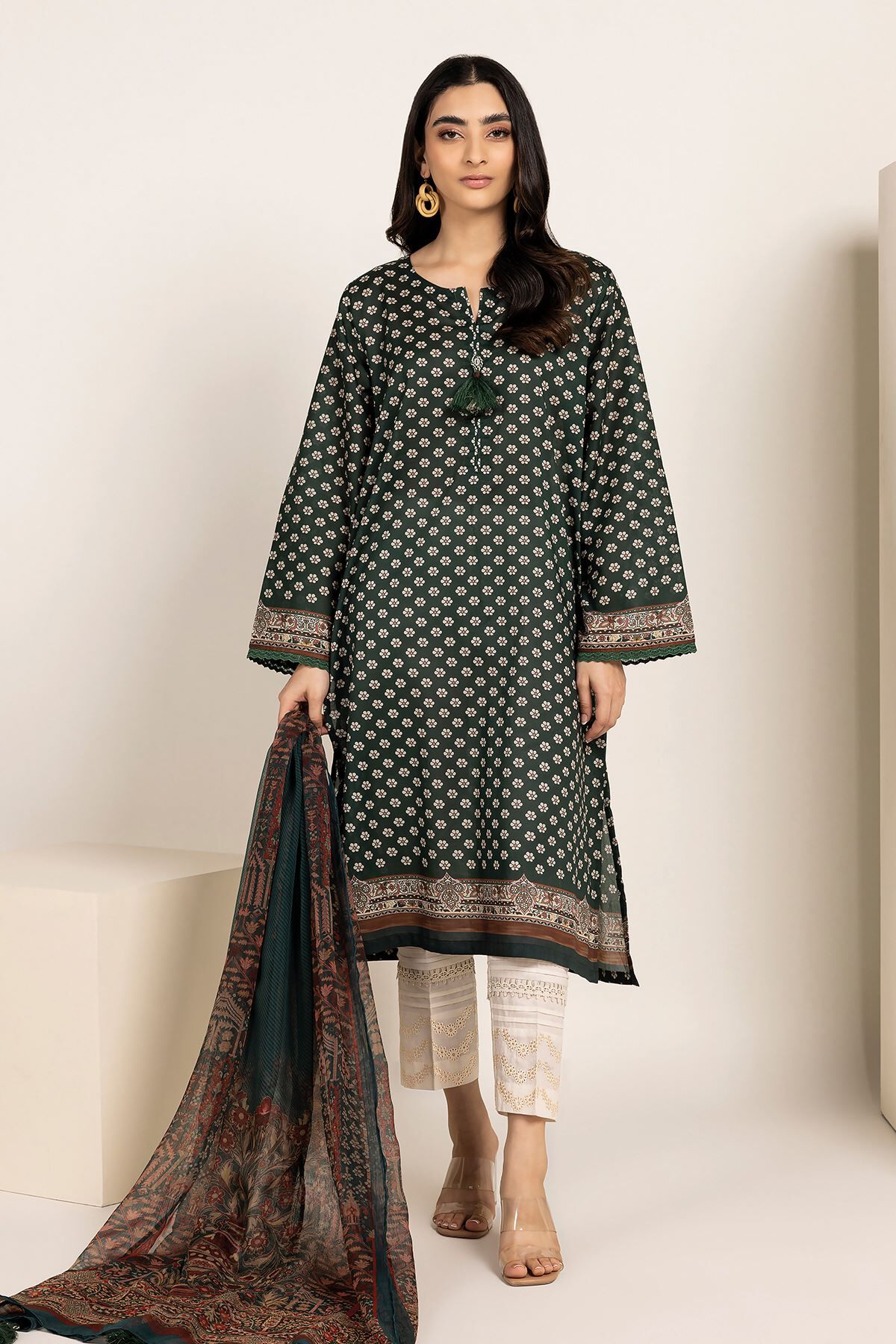 Buy Fabrics 2 Piece Top Dupatta 0.0 N A LLA230801 VG GREEN Khaadi United Kingdom