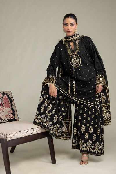 Printed | Raw Silk | 3-Piece Co-ord Set | GBP 130.00