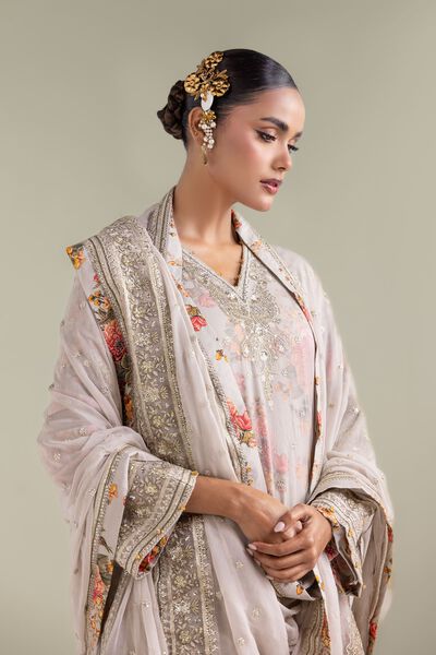 Embroidered | Chiffon | Floral Zari 3-piece | GBP 155.00