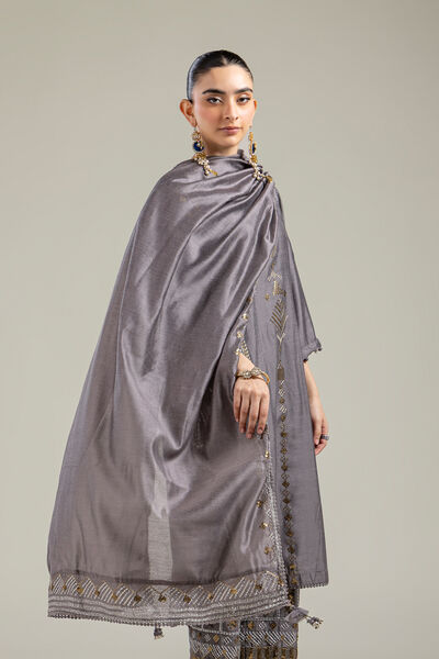 Cotton Net | Gray Cotton Dupatta | GBP 25.00