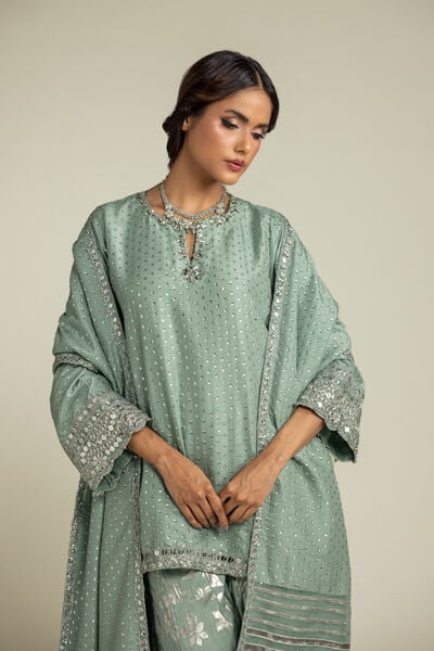 Embroidered | Raw Silk | 3-Piece Tailored Set | GBP 185.00