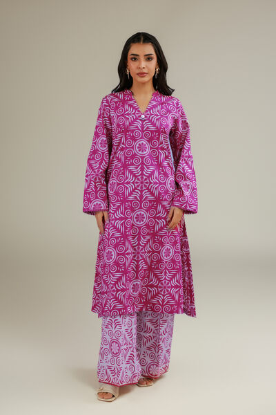 Printed | Textured Cotton | Long V-Neck Kurta | GBP 10.00