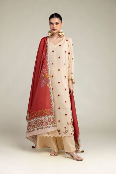 Embroidered | Raw Silk | Pants | GBP 25.00