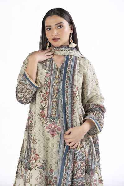 Printed | Slub Lawn | Tailored 3 Piece | GBP 25.00