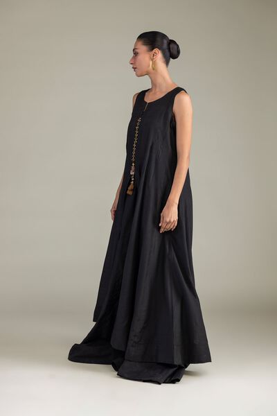Dyed | Textured Raw Silk | Black Solid Pants | GBP 35.00