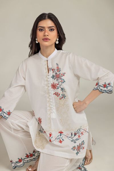 Embroidered | Cotton Dobby | Short Floral Kurta | GBP 25.00