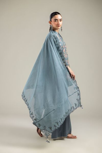 Paper Silk | Floral Teal Dupatta | GBP 30.00