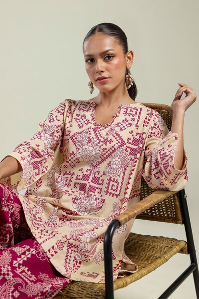 Printed | Cambric | Round V-Neck Kurta | GBP 15.00