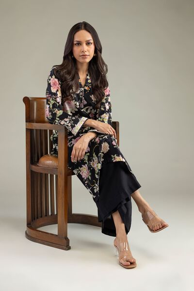 Printed | Cambric | Black Cambric Kurta | GBP 30.00