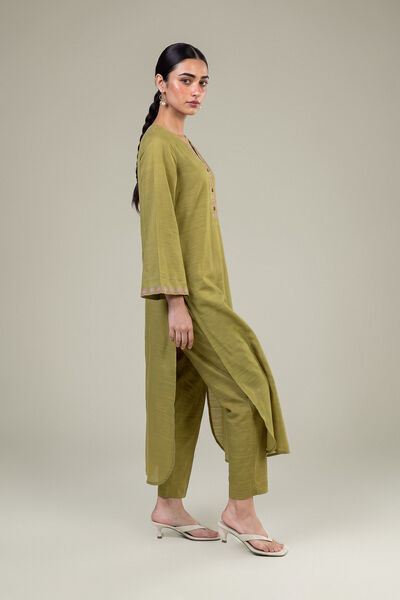 Embroidered | Light Khaddar | Olive Solid Pants | GBP 25.00