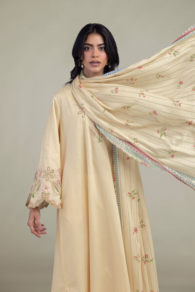 Embroidered | Lawn | Floral Beige Dupatta | GBP 25.00