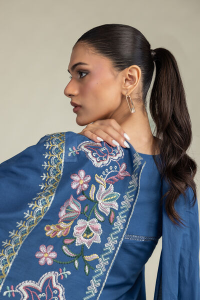 Embroidered | Lawn | Floral Blue Dupatta | GBP 35.00
