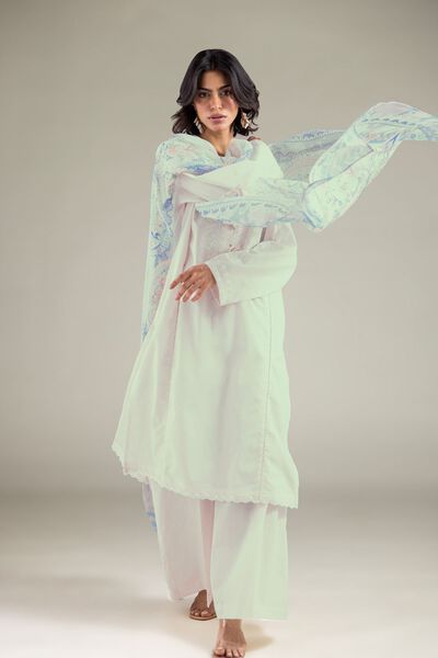 Embroidered | Cotton Dobby | Tailored 3-Piece Set | GBP 35.00