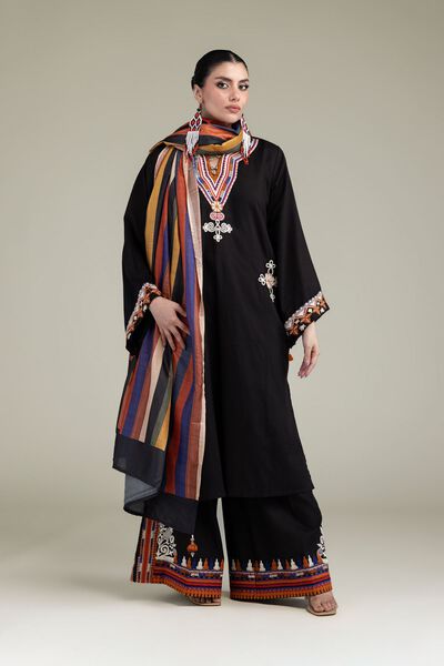 Embroidered | Raw Silk | Black Silk Pants | GBP 30.00