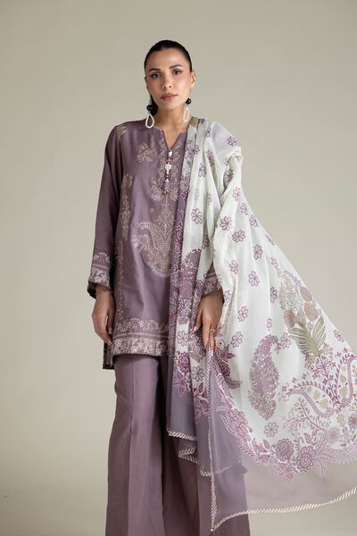 Embroidered | Textured Cotton | Tailored 3 Piece | GBP 80.00