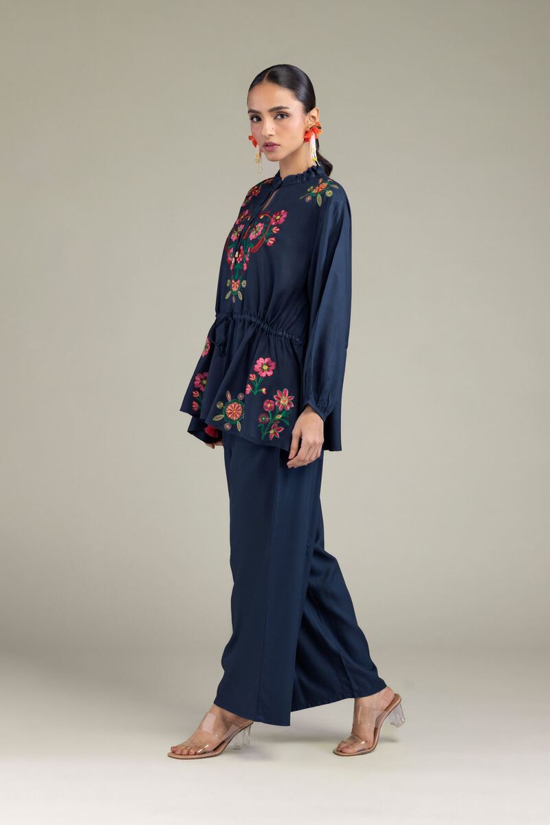 Embroidered | Viscose Crepe | Solid Viscose Trousers | GBP 20.00