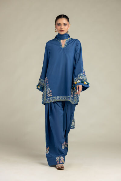 Embroidered | Cambric | Floral Blue Shalwar | GBP 35.00