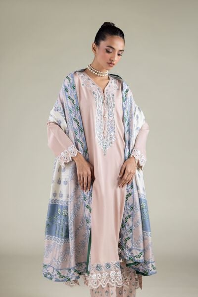 Embroidered | Raw Silk | Floral Longline Kurta | GBP 60.00