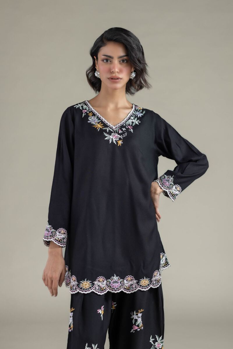 Embroidered | Heavy Blended Viscose | Floral V-Neck Kurta | GBP 21.00