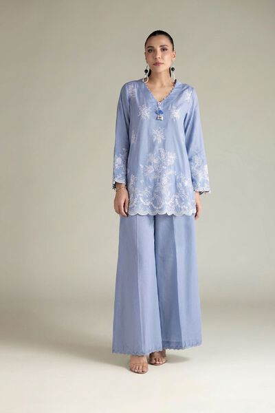 Embroidered | Textured Cotton | Tailored 2 Piece | Top and Bottom | GBP 60.00