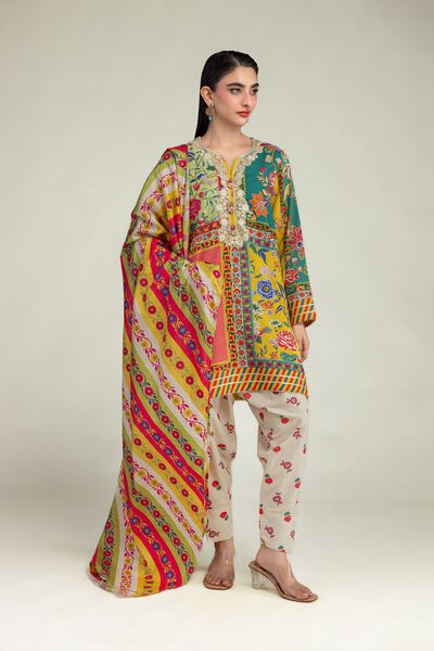 Embroidered | Raw Silk | Floral Silk Shalwar | GBP 20.00