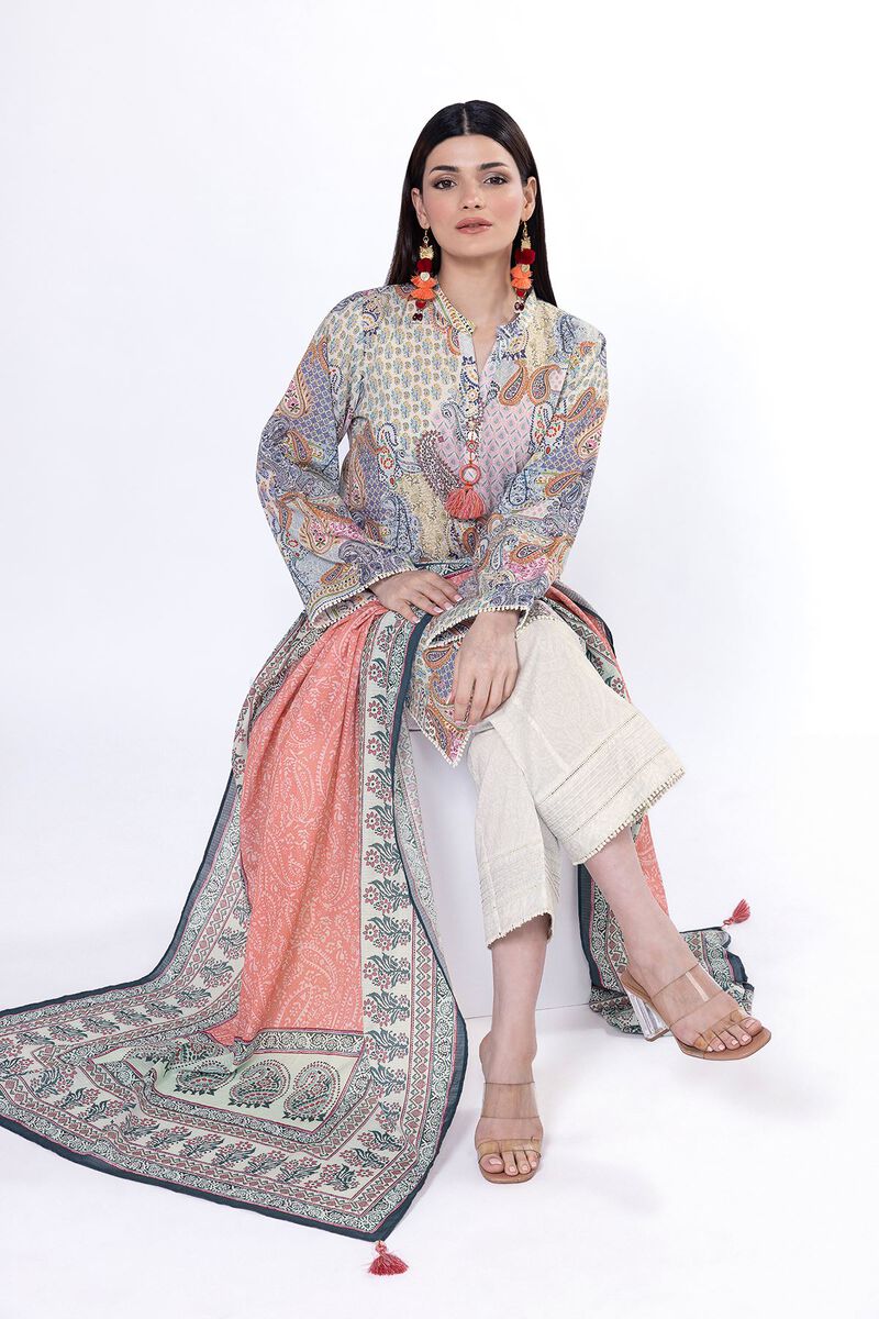 Printed | Slub Lawn | Fabrics 3 Piece | GBP 17.50