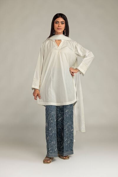 Embroidered | Cotton Dobby | V-Neck Solid Kurta | GBP 35.00