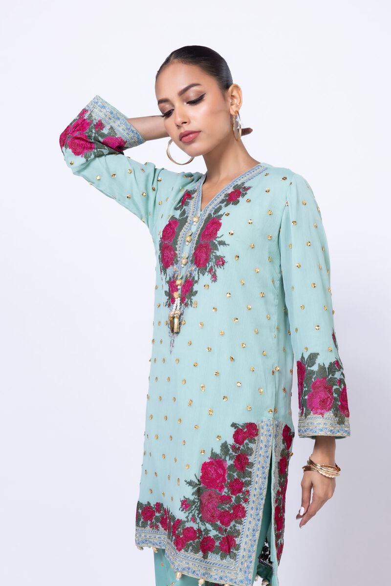 Embroidered | Polyester Crinkle Chiffon | Kurta | GBP 24.00