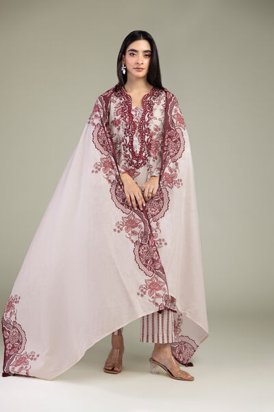 Embroidered | Lawn | Pink Floral Dupatta | GBP 25.00
