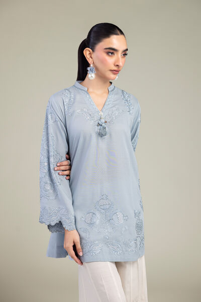 Embroidered | Raw Silk | Blue Silk Kurta | GBP 45.00