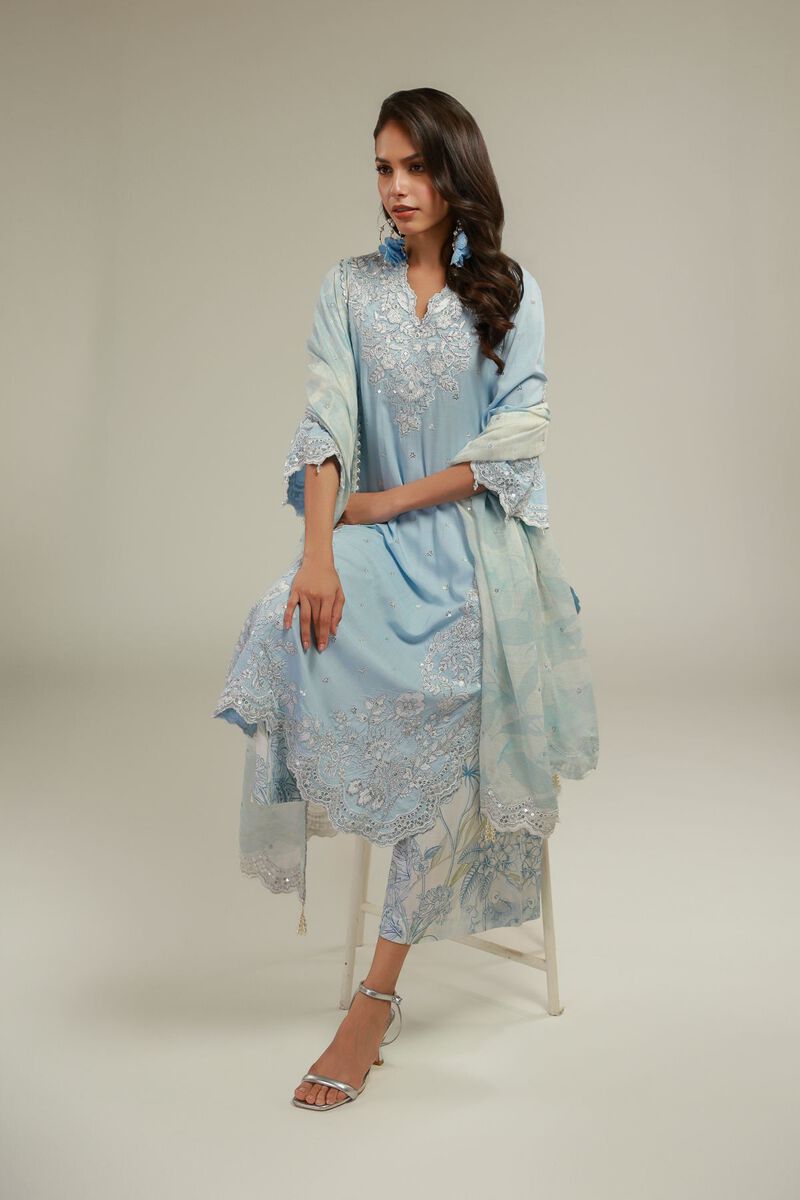Embroidered | Raw Silk | Floral 3-piece Set | null