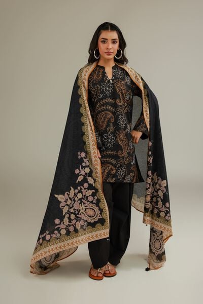 Embroidered | Cotton Net | Black Embroidered Dupatta | GBP 15.00