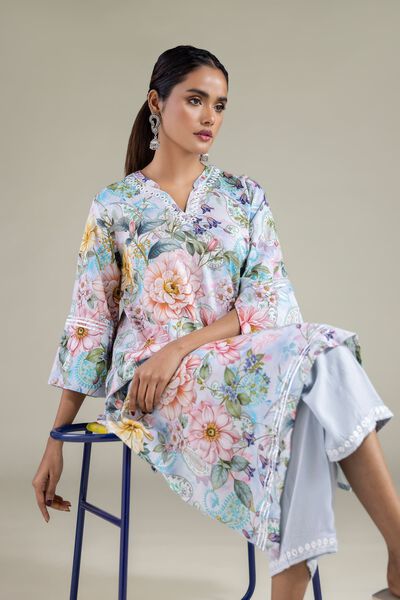 Embroidered | Viscose | Long Floral Kurta | GBP 25.00