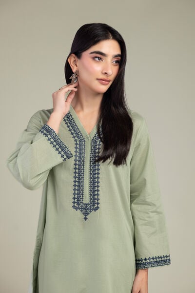 Embroidered | Cambric | Long Mint Kurta | GBP 30.00