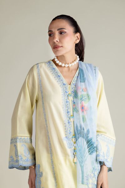 Embroidered | Textured Cotton | Tailored 3 Piece | GBP 80.00