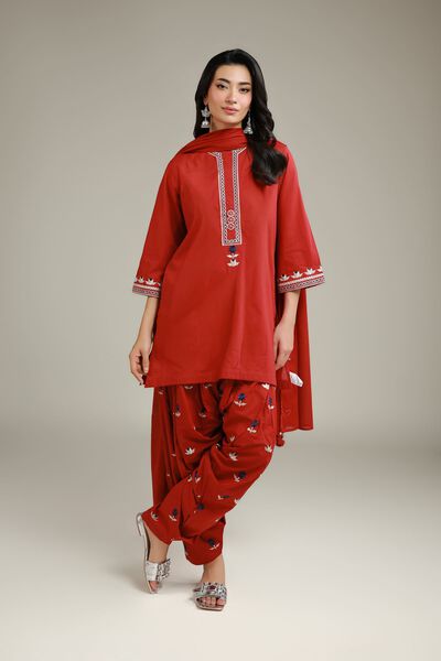 Embroidered | Cambric | Red Cambric Shalwar | GBP 25.00