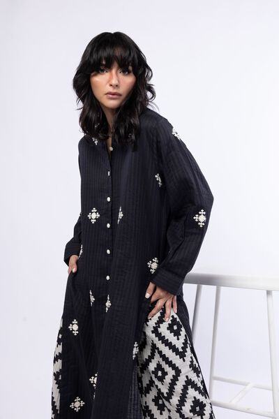 Embroidered | Double Layer Striped | Kurta | GBP 35.00