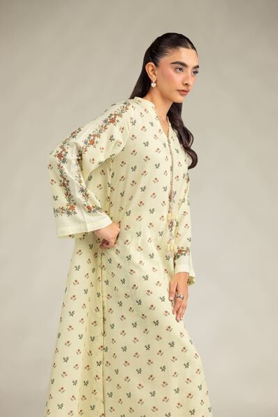 Printed | Raw Silk | Floral Longline Kurta | GBP 40.00