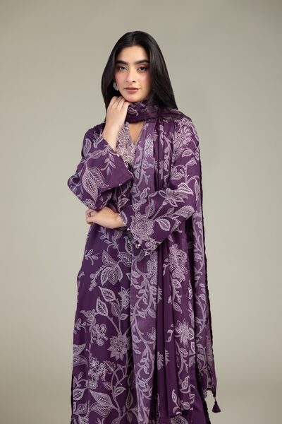 Embroidered | Lawn | Floral Purple Dupatta | GBP 25.00