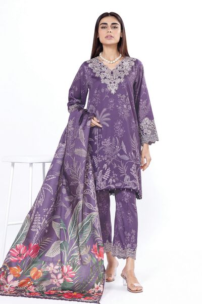 Embroidered | Cotton Satin | Fabrics 3 Piece | GBP 27.50