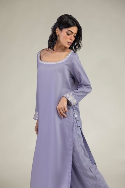 Embroidered | Lyocell | Long Lavendar Kurta | GBP 35.00