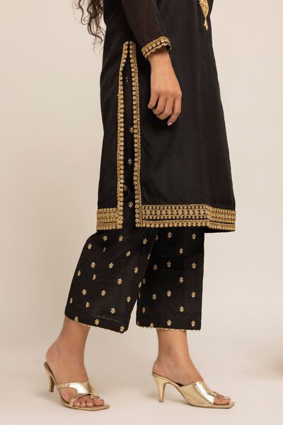Pants | Embroidered, BLACK, hi-res